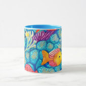 Farbenfrohe Korallenriffe, nahtloses Muster Tasse (Zentrum)