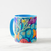 Farbenfrohe Korallenriffe, nahtloses Muster Tasse (Vorderseite Links)