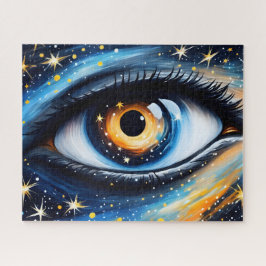Farbenfrohe, kosmische Augen Kunst Puzzle