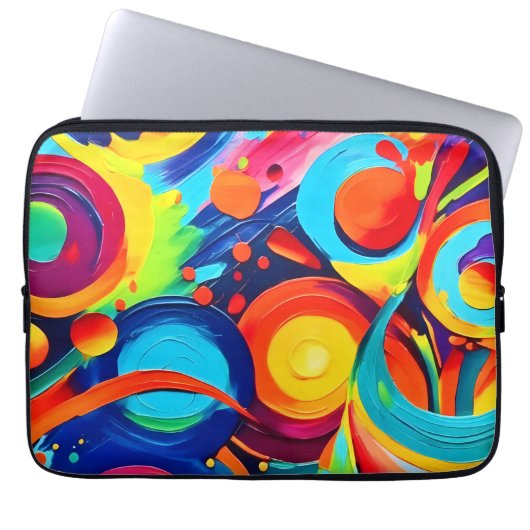 Farbenfrohe kosmische Chaos-Malerei Laptopschutzhülle (Vorderseite)