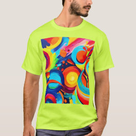 Farbenfrohe kosmische Chaos-Malerei T-Shirt