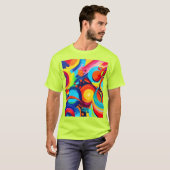 Farbenfrohe kosmische Chaos-Malerei T-Shirt (Vorne ganz)