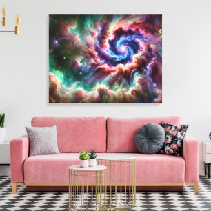 Farbenfrohe kosmische Galaxie Swirbel mit Radiantn Leinwanddruck