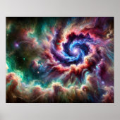 Farbenfrohe kosmische Galaxie Swirbel mit Radiantn Poster (Vorne)