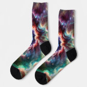 Farbenfrohe kosmische Galaxie Swirbel mit Radiantn Socken (Linkes Detail)