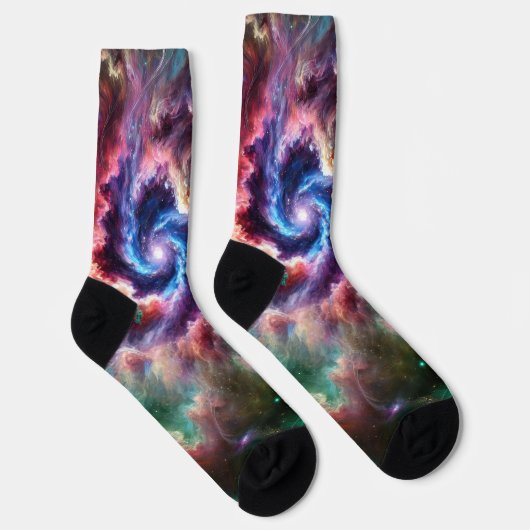 Farbenfrohe kosmische Galaxie Swirbel mit Radiantn Socken (Rechts)