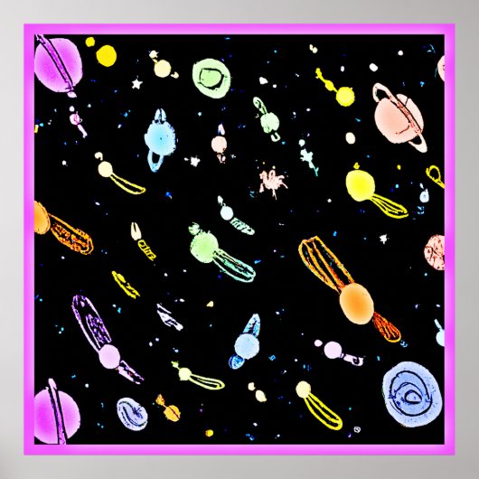 Farbenfrohe, kosmische Himmelsschläfer-Muster Poster (Vorne)