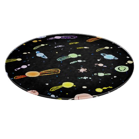 Farbenfrohe, kosmische Himmelsschläfer-Muster Schneidebrett (Ecke)