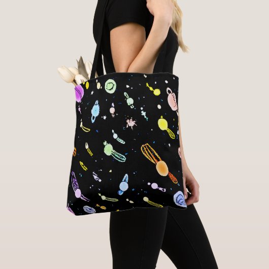 Farbenfrohe, kosmische Himmelsschläfer-Muster Tasche (Von Nahem)