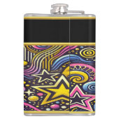 Farbenfrohe kosmische Muster twinkeln im lebhaften Flachmann (Rückseite)