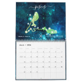 Farbenfrohe kosmische Wasserfarbe Zodiac Zeichen K Kalender (Mär 2026)