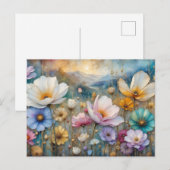 Farbenfrohe Kosmos Blume Blätter und Himmel Postkarte (Vorne/Hinten)