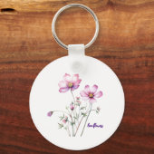 Farbenfrohe Kosmos-Blume, bunte Blüten Schlüsselanhänger (Rückseite)