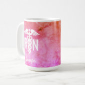 Farbenfrohe Krankenschwester RN Pink Wasserfarbe P Kaffeetasse (Vorderseite Links)