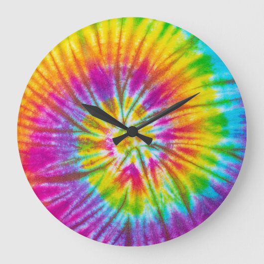Farbenfrohe Krawatte-Färbung Abstrakt. Große Wanduhr (Vorderseite)