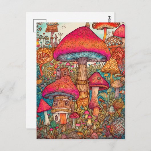 Farbenfrohe kreative Psychedelic Pilze Kunst Postkarte (Vorne/Hinten)