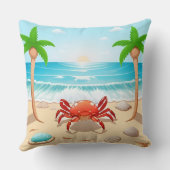 Farbenfrohe Krebse, Palmen und Muscheln Kissen (Rückseite)