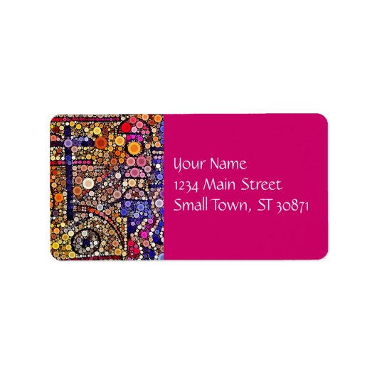 Farbenfrohe Kreise Mosaik Südwestkreuz Design Adressaufkleber (Vorne)