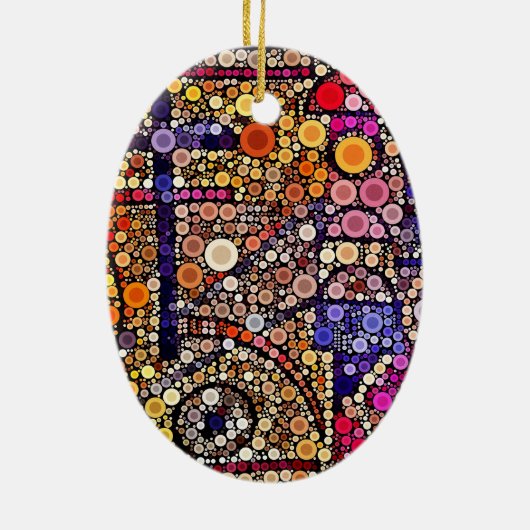 Farbenfrohe Kreise Mosaik Südwestkreuz-Design Keramik Ornament (Hinten)