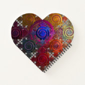 Farbenfrohe Kreislaufplatten Herzspiralpapier Notizblock (Rückseite)