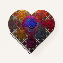 Farbenfrohe Kreislaufplatten Herzspiralpapier Notizblock