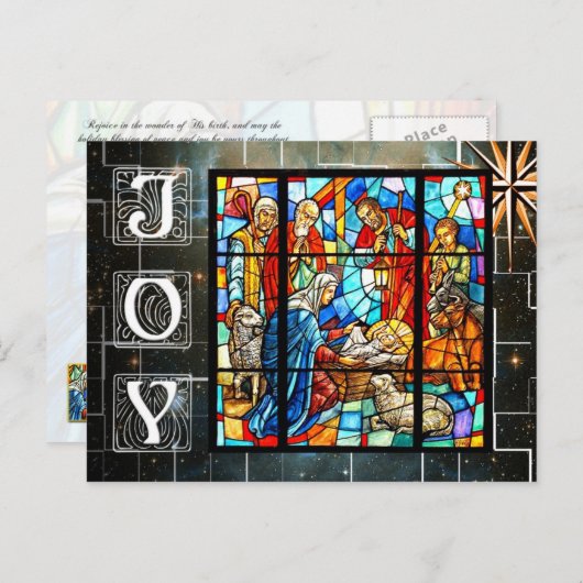 Farbenfrohe Krippe Postkarte (Vorne/Hinten)