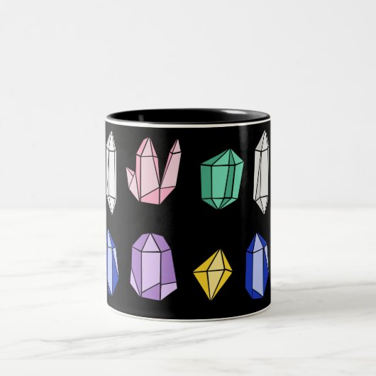 Farbenfrohe Kristallmuster Schwarz Zweifarbige Tasse (Mittel)