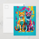 Farbenfrohe kubanische Katzen-Kunstwerke Postkarte (Vorne/Hinten)