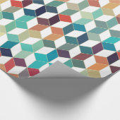 Farbenfrohe Kuben-Muster über weißem Hintergrund Geschenkpapier (Ecke)