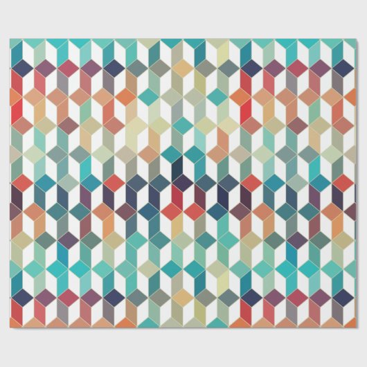 Farbenfrohe Kuben-Muster über weißem Hintergrund Geschenkpapier (Flach)