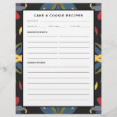 Farbenfrohe Küche Tile | Rezept-Seite für Kuchen u (Vorderseite)