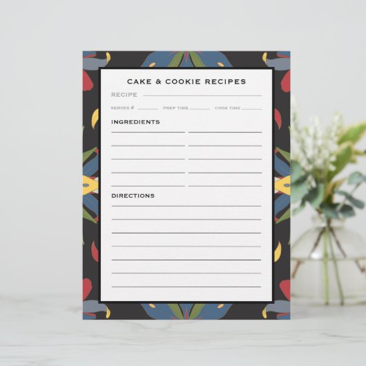 Farbenfrohe Küche Tile | Rezept-Seite für Kuchen u (Stehend Vorderseite)