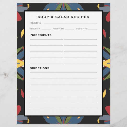 Farbenfrohe Küche Tile | Rezept-Seite für Suppen u (Vorderseite)