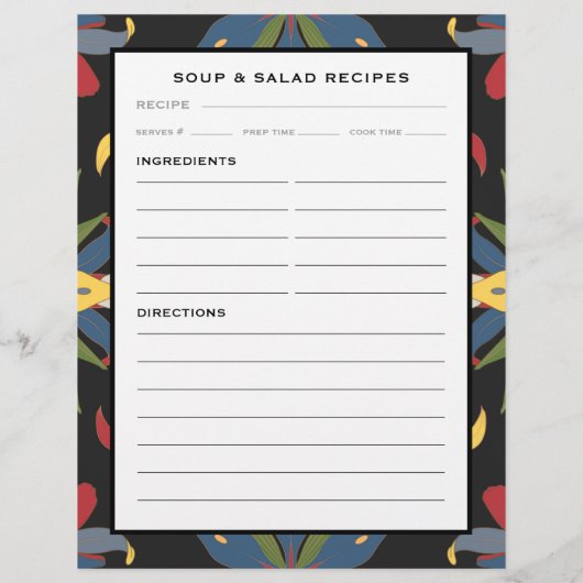 Farbenfrohe Küche Tile | Rezept-Seite für Suppen u (Rückseite)