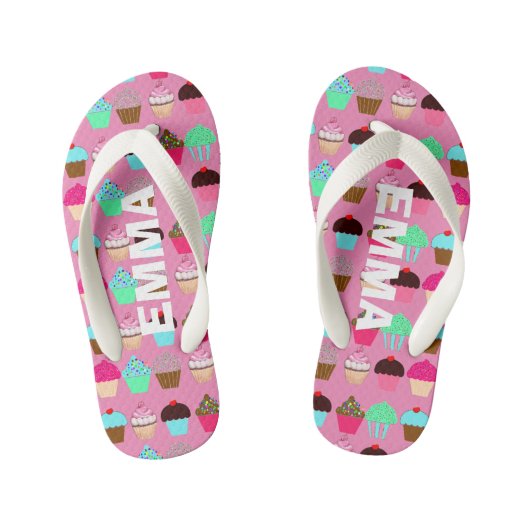 Farbenfrohe Kuchen - individuell einstellbare Farb Kinderbadesandalen (Fußbett)