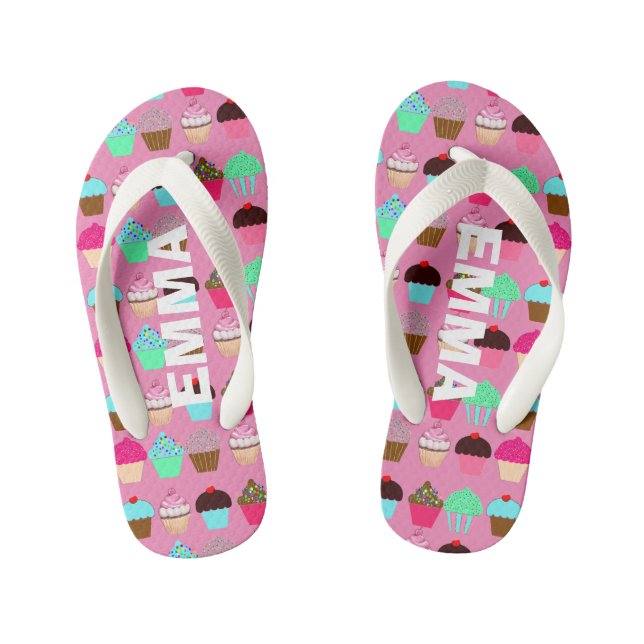 Farbenfrohe Kuchen - individuell einstellbare Farb Kinderbadesandalen (Fußbett)