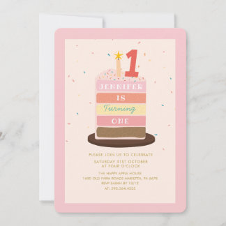 Farbenfrohe Kuchen Sparkle Baby wird ein Geburtsta Einladung