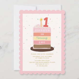 Farbenfrohe Kuchen Sparkle Baby wird ein Geburtsta Einladung