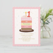 Farbenfrohe Kuchen Sparkle Baby wird ein Geburtsta Einladung (Stehend Vorderseite)