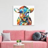 Farbenfrohe Kuh Art Leinwanddruck (Insitu (Wohnzimmer))