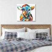 Farbenfrohe Kuh Art Leinwanddruck (Insitu (Schlafzimmer))