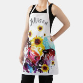 Farbenfrohe Kuh mit Sonnenblumen Personalisierte S Schürze (InSitu)