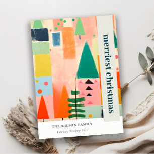 Farbenfrohe, kühne Retro Abstrakte Weihnachtslands Feiertagskarte