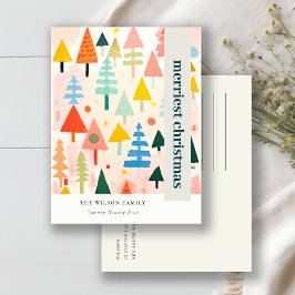 Farbenfrohe, kühne Retro Abstrakte Weihnachtslands Feiertagspostkarte