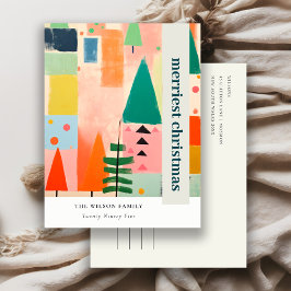 Farbenfrohe, kühne Retro Abstrakte Weihnachtslands Feiertagspostkarte