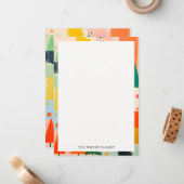 Farbenfrohe, kühne Retro Abstrakte Weihnachtslands Mitteilungskarte (Vorderseite/Rückseite Beispiel)