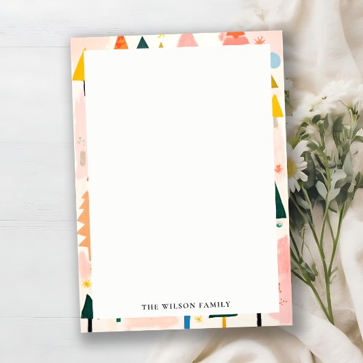 Farbenfrohe, kühne Retro Abstrakte Weihnachtslands Mitteilungskarte