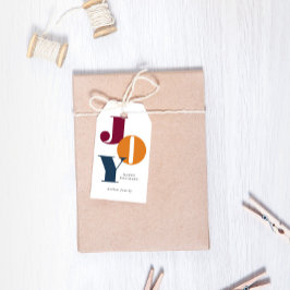 Farbenfrohe, kühne, schreibende Joy Holiday-Gesche Geschenkanhänger