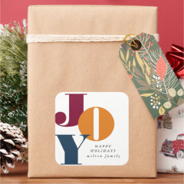 Farbenfrohe, kühne Skriptfreude Holiday Quadratischer Aufkleber