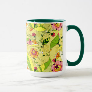 Farbenfrohe Kunst-Deko Floral Collage Tasse